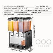 Load image into Gallery viewer, SucceBuy 3 Tanks Commercial Beverage Dispenser 10L/18L Per Tank Juice Dispenser Stainless Steel Ice Tea Drink Machine for Drink