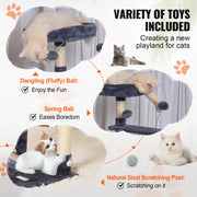 Bild in Galerie-Viewer laden, Amocart Cat Tree for Indoor Cats Cat Tower with Cat Condo Sisal Scratching Post HammockTop Perch Jumping Platforms Dark Grey
