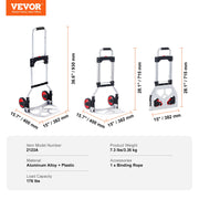 Charger l'image dans la visionneuse de galerie, Amocart 176 lbs Folding Hand Truck Dolly Aluminum Stair Climbing Cart with Telescoping Handle Luggage Trolley for Home Shopping