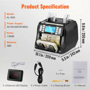 Load image into Gallery viewer, SucceBuy 1200 Pcs/Min Money Counter Business Cash Register Bill Counterfeit Bill Detector by UV/MG/IR/DD Function for Bank Store