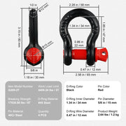 Bild in Galerie-Viewer laden, Amocart 4pcs 5/8" D-Ring Shackle 8T 13T Breaking Strength Tow Hook with 3/4" Screw Pin for Truck Off Road Towing Accessories