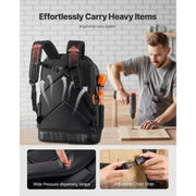 Load image into Gallery viewer, SucceBuy 65 Pockets Tool Bag Tool Backpack with Molded Base Electrician Jobsite Back Pack for Repairman Tools Storage Organizer