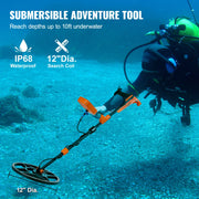 Load image into Gallery viewer, SucceBuy Professional Rechargeable Metal Detector 12" IP68 Waterproof Coil 39-50 in Adjustable + LCD 7Modes for Treasure Hunting