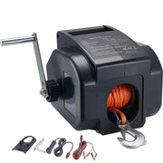 Load image into Gallery viewer, Amocart 2000lbs Electric Boat Winch 12V DC 300W with Wired Remote Control Hand Crank Reversible Electric Trailer Winch for Boat