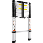 Load image into Gallery viewer, SucceBuy Telescoping Ladder 12.5 FT Aluminum One-Button Retraction Collapsible Extension 375 LBS Capacity w/Non-Slip for Home RV