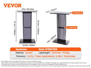 Load image into Gallery viewer, SucceBuy 47" Acrylic Podium Stand Floor-Standing Clear Pulpit Acrylic Desktop Lecterns w/ Storage Shelf for Church Office School