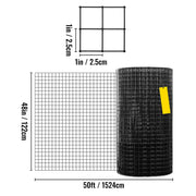 Load image into Gallery viewer, Amocart Welded Wire Fence Vinyl Coated Chicken Rabbit Mesh 1"x1" 16 Gauge 24"x50'/24"x100'/36"x50' Black Hardware Cloth & Mesh