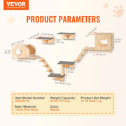 Load image into Gallery viewer, SucceBuy Wall Mounted Cat Shelves Cat Wall Shelves and Perches with Jumping Boards Hammocks & Cat Tree Cat Furniture and Shelves