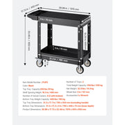 Load image into Gallery viewer, SucceBuy 550 lbs Utility Service Cart Two-Shelf Plastic Hand Dolly Cart with 360° Swivel Wheels for Warehouse Garage Cleaning - AMOCART