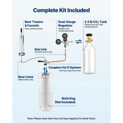 Load image into Gallery viewer, SucceBuy Beer Kegerator Single Tap Commercial Draft Beer Dispenser for D system W/ Shelves Hold 1 Sixth Keg 2.5lbs CO2 Tank 92L - AMOCART