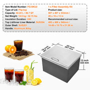 Load image into Gallery viewer, SucceBuy Drop in Ice Chest Stainless Steel Ice Cooler Commercial Ice Bin with Hinged Cover Outdoor Kitchen Ice Bar