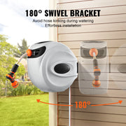 Load image into Gallery viewer, SucceBuy Retractable Hose Reel 180° Swivel Bracket Wall-Mounted Garden Water Hose Reel with 9-Pattern Nozzle Automatic Rewind