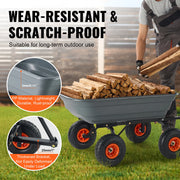 Charger l'image dans la visionneuse de galerie, Amocart Dump Cart Poly Garden Dump Cart Easy to Assemble Steel Frame Dump Wagon with 2-in-1 Convertible Handle Safe Transport