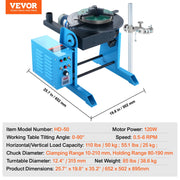 Charger l'image dans la visionneuse de galerie, Positionneur de soudage rotatif SucceBuy 50KG 0-90° Table tournante de positionnement de soudage 0.5-6RPM 120W avec mandrin de tour à 3 mors de 12.4 pouces