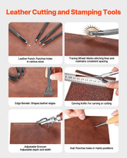Load image into Gallery viewer, SucceBuy 38/59/61/72/92PCs Leather Working Tools Kit Leather Craft Tools Storage Bag Engraving Punching Sewing Stamping Tools