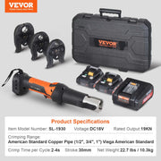 Load image into Gallery viewer, Amocart Press Tool 18V Electric Pipe Crimping Tool for 1/2" 3/4" 1" Copper Pipes Press Tool Kit with 3 Jaws 2Pcs Battery Compatible with Propress