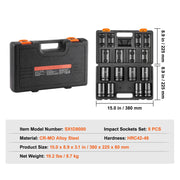 Load image into Gallery viewer, Amocart 3/8" Drive Impact Socket Set 29 Pcs Shallow Socket SAE 3/8-1" and Metric 8-22mm 6Point CR-V Alloy Steel for Auto Repair
