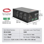 Load image into Gallery viewer, Amocart CO2 Laser Power Supply for 40W/60W/80W/100W/150W Laser Tube US 110V Compatible for Multi-brand Laser Engravers, Cutters