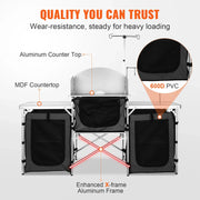 Load image into Gallery viewer, SucceBuy Camping Outdoor Kitchen Table Cabinet Foldable Folding Cooking Storage Rack X-Shaped Aluminum Alloy Bracket for BBQ