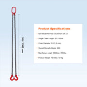 Load image into Gallery viewer, SucceBuy 3T 5ft Lifting Sling Chain 5/16 inch G80 Lifting Chains with 2 Leg Grab Hooks for Engine Hoist Engine Lift Chain