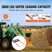 Bild in Galerie-Viewer laden, Amocart 49" Hay Spear Bale Spears 3000lbs Loading Capacity Skid Steer Loader Tractor Bucket Attachment with Stabilizer Spears