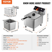 Load image into Gallery viewer, SucceBuy Commercial Deep Fryer Electric Countertop Fryer with Basket Stainless Steel Single Oil Fryer with Time & Temp Control - AMOCART