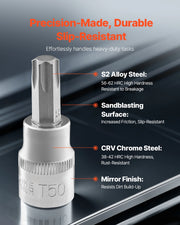 Load image into Gallery viewer, SucceBuy Torx Bit Socket and External Torx Socket Set 60-Piece T6-T70 TT6-TT70 TP8-TP60 E4-E24 S2 Alloy Steel and Cr-V Steel
