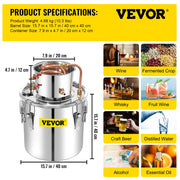 Load image into Gallery viewer, Amocart 50L Moonshine Still Alcohol Distiller w/ Water Pump Stainless Copper DIY Brew Ethanol Wine Essential Oil Brewing Kit