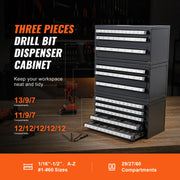 Load image into Gallery viewer, Amocart Drill Bit Dispenser Cabinet 3 Pieces Three-Drawer 1/16" to 1/2" & Letter Sizes A to Z Five-Drawer Drill Bit Organizer