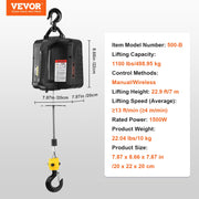 Load image into Gallery viewer, SucceBuy 1100lbs Electric Hoist Winch 2/3-in-1 Portable Power Winch Crane with Wireless Remote Control for Overload Protection - AMOCART