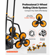 Load image into Gallery viewer, Succebuy 440/770 lbs Stair Climbing Cart Folding Trolley Cart with Telescoping Handle 6 Wheels 2 Bungee Cords for Home Groceries - AMOCART