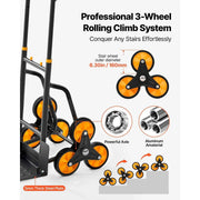 Load image into Gallery viewer, Amocart 440/770 lbs Stair Climbing Cart Folding Trolley Cart with Telescoping Handle 6 Wheels 2 Bungee Cords for Home Groceries