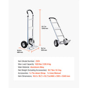 Bild in Galerie-Viewer laden, Amocart 500LBS Hand Truck Dolly with Non-Slip Wheels & Tie-down Strap Aluminum Alloy Portable Trolley for Moving Home Warehouse