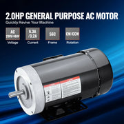 Load image into Gallery viewer, Amocart 2HP Electric Motor 3450rpm AC 230V/460V Air Compressor Motor 3Phase 5/8" Keyed Shaft CW Rotation for General Equipment