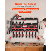 Bild in Galerie-Viewer laden, SucceBuy 4-Layer Hand Power Tool Organizer Rack Wall Mounted Pegboards Electric Drill Storage Holder for Garage Workshop