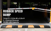 Bild in Galerie-Viewer laden, Amocart Rubber Speed Bump 2 Channel Speed Bump Hump 72.8x12.2x2.2 Garage Cable Ramp for Asphalt Concrete Gravel Driveway-6 FT