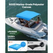 Load image into Gallery viewer, SucceBuy 3 Bow Boat Bimini Tops 600D Polyester Canopy with Aluminum Alloy Frame Waterproof Sun Shade Awning Canopy Fit for Boat