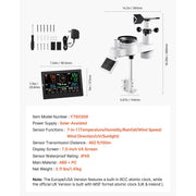 Load image into Gallery viewer, SucceBuy 7-in-1 Wireless Weather Station 7.5-Inch VA Display Solar Powered Sensor, Rain Gauge, Indoor&Outdoor Forecast, No WiFi