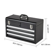 Load image into Gallery viewer, SucceBuy 20in 3-Drawer Metal Tool Box Black/Red Tool Chest with EVA Liners Multifunction Tool Organizer for Garage & Workshop
