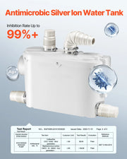 Load image into Gallery viewer, SucceBuy Macerator Pump 500W 29GPM Flow 26ft/8 m Head Wall-Hung Toilet Pump, 4 Water Inlets Waste Water Disposal Upflush Machine - AMOCART