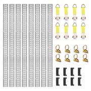 Load image into Gallery viewer, SucceBuy Universal E-Track Tie-Down Rail Kit W/ 8 Steel Rails 2 Single Slots 8 O-Rings Tie-Offs Trailer Car Securing Accessories