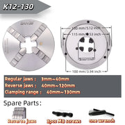 Load image into Gallery viewer, 80/100/125mm Precision 4-Jaw Self-Centering Lathe Chuck - Iron & Steel Wide Clamping Range Automatic Centering for Machine Tools
