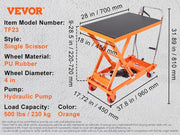 Load image into Gallery viewer, Amocart 330/500lbs Hydraulic Lift Table Cart Manual Single Scissor Platform with 4Wheels and Non-slip Pad for Material Handling