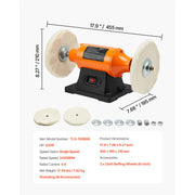 Load image into Gallery viewer, Amocart 1/2HP Bench Buffer Polisher 6-inch 3450RPM Single Speed with 2PCS Cloth Wheels Cast Iron Base for Metal Wood Polishing