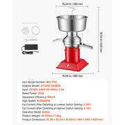 Charger l'image dans la visionneuse de galerie, Amocart Electric Milk Cream Separator Output 10500RPM 304 Stainless with 4.5L Bowl Capacity Milk Skimmer Separating Machine