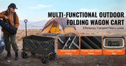 Charger l'image dans la visionneuse de galerie, Amocart Collapsible Folding Wagon Beach Wagon Cart with All-Terrain Wheels Drink Holder Sport Wagon for Camping Shopping Garden