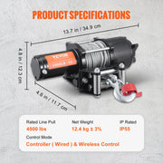 Charger l'image dans la visionneuse de galerie, Amocart 4500lbs ATV/UTV Electric Winch Nylon/Steel Rope Winch with Wireless/Wired Remote for Truck Car Towing Jeep Off-Road SUV