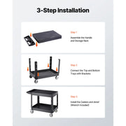 Load image into Gallery viewer, SucceBuy 550 lbs Utility Service Cart Two-Shelf Plastic Hand Dolly Cart with 360° Swivel Wheels for Warehouse Garage Cleaning - AMOCART