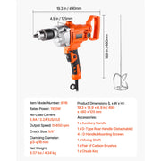 Load image into Gallery viewer, SucceBuy Drill Mixer 1/2in 5/8 in Corded Electric Drill Mixer Set Mixing Drills Machine D-Handle Handheld Cement Mixers - AMOCART