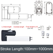 Load image into Gallery viewer, DHLA1300-A2 DC12V linear actuator 100MM~1000MM stroke 15kg/30kg/40kg/80kg load 10mm/s~66mm/s 30W electric lifting motor